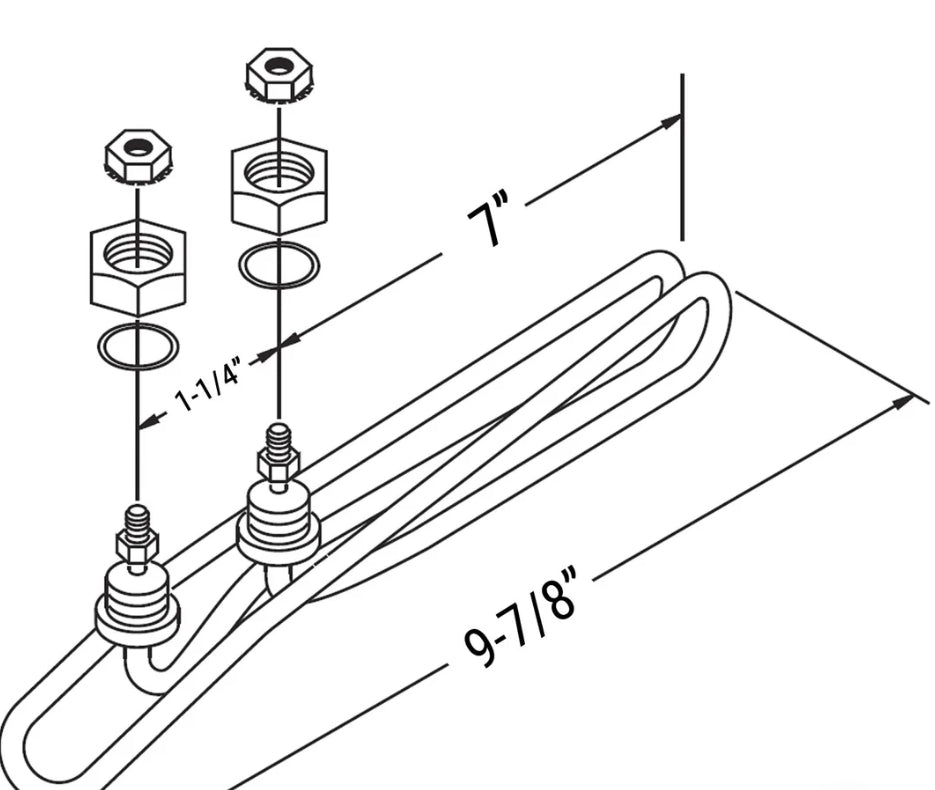 Flow-Thru Universal Spa Heater Element ~ 4.0kW@240V (1.0kW@120V) Long-Life Titanium