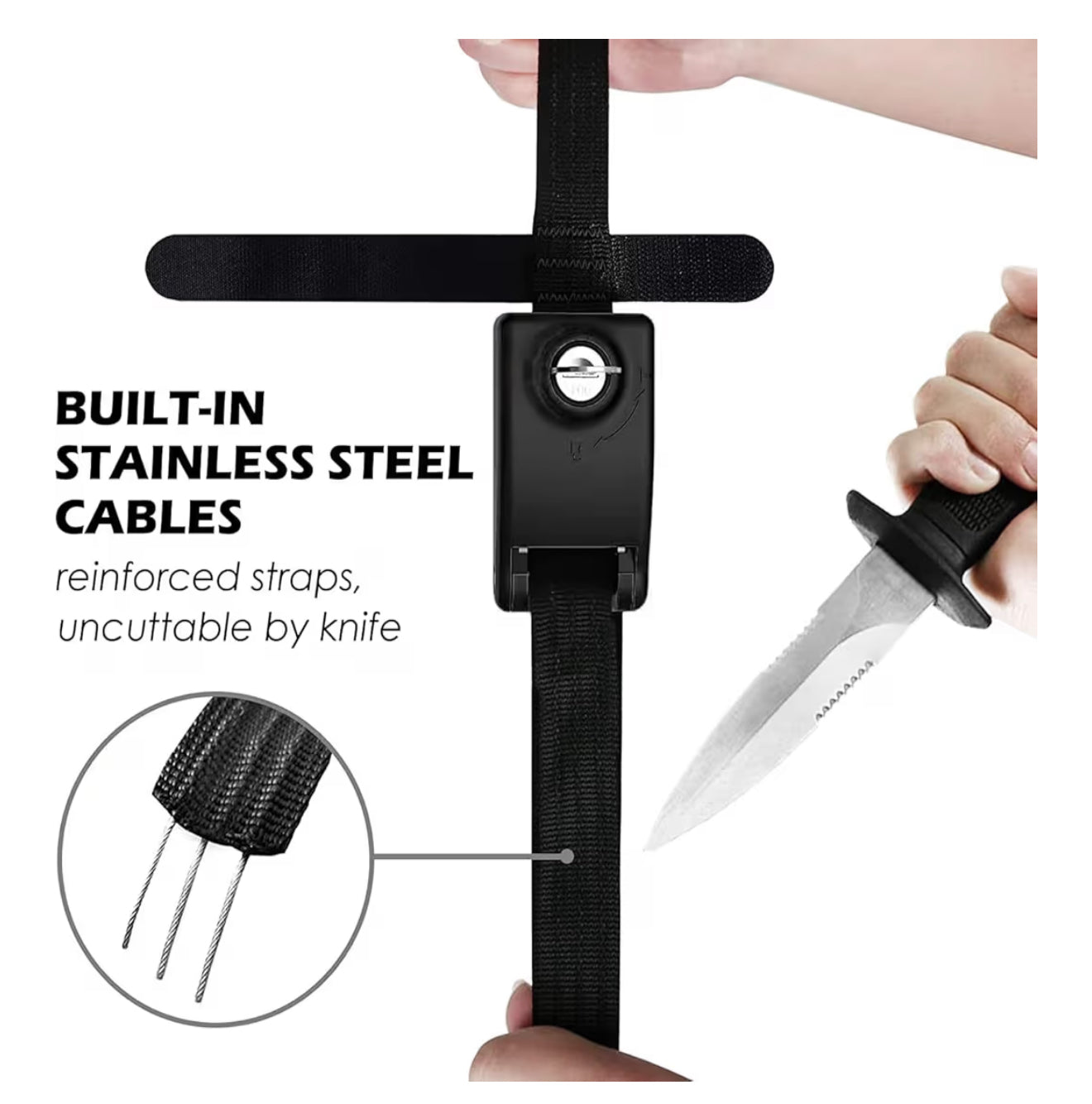 2 Pack Lockable Tie Down Strap, with 3 Stainless Steel Cables, for Hot Tubs, 10 Feet Each