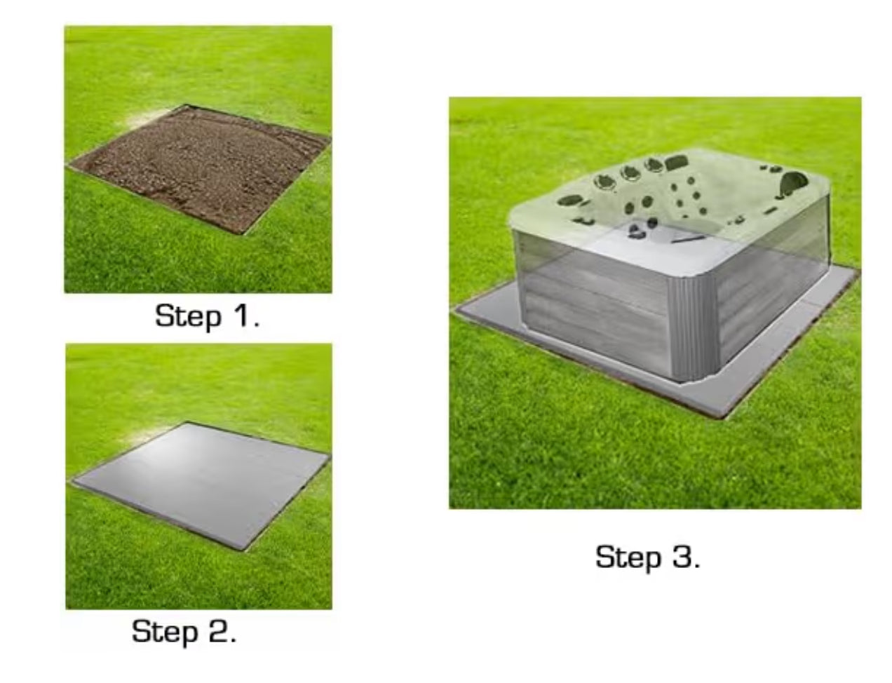 Easy pad - 6 Pack (8'x8') Concrete Pad Alternative: Durable, Quick Setup & Easy Installation, Ideal Concrete Substitute Base for Hot Tubs and Spas