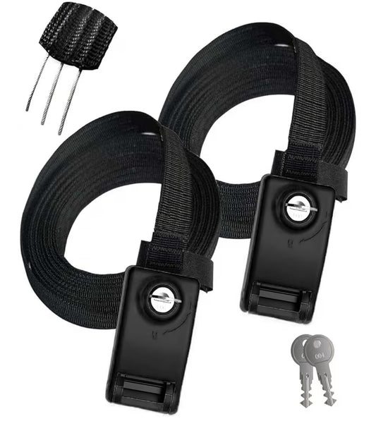 2 Pack Lockable Tie Down Strap, with 3 Stainless Steel Cables, for Hot Tubs, 10 Feet Each